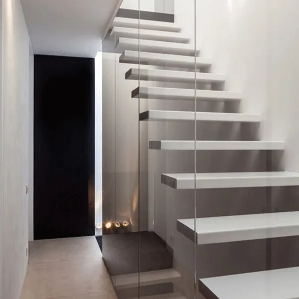 
Solid wood rubber wood timber space-saving indoor prefabricated floating stairs 