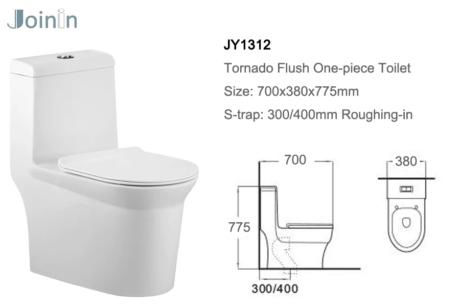 JOININ China supplier bathroom Tornado one piece WC toilet with high quality JY1312
