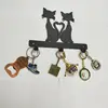 Animal cat hanger wall mounted hooks for Bathrooms door hanging key bag coat -3 hooks ,home decor black