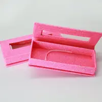 

blingbling glitter pink rectangle custom lash packaging box with windows