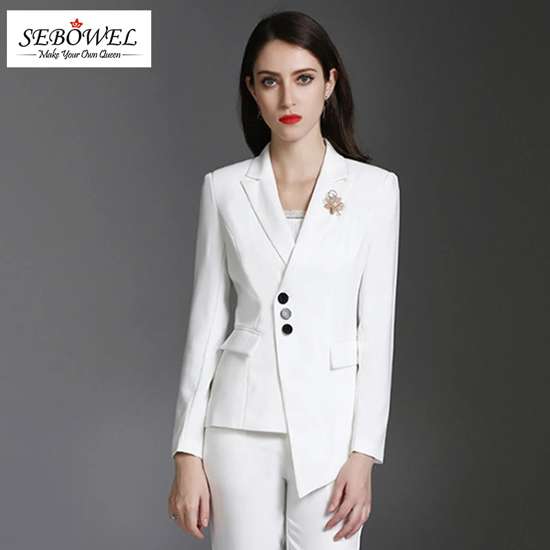 

Factory In-stock White Irregular Design Office Lady Blazer Suit, As shown