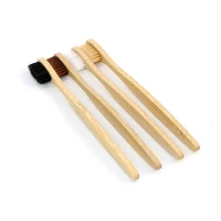 

Natural Bamboo Tooth Brush with Fine Grain Wooden Handle and Soft Charcoal Infused Bristles - bamboo tooth brush