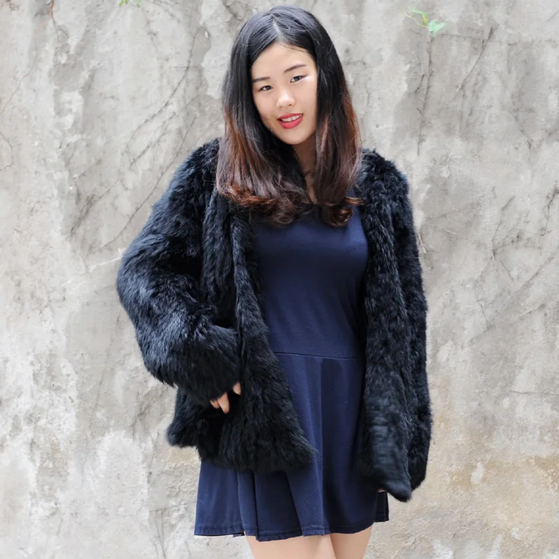 

CX-G-A-149D Wholesale Good Quality Genuine Fur Women Knitted Rabbit Fur Winter Coat, It comes in other color