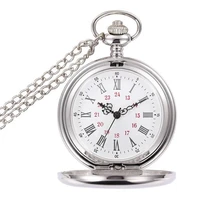 

New Arrival Silver black gold Smooth Quartz Pocket Watch With long Chain Best Gift To Men Women