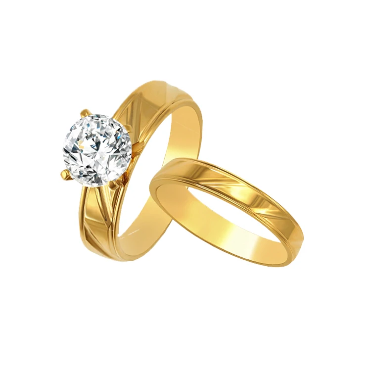 

R-147 xuping stainless steel wedding couple set finger ring size+cincin tunangan emas 24 karat+plated 24kt gold jewelry