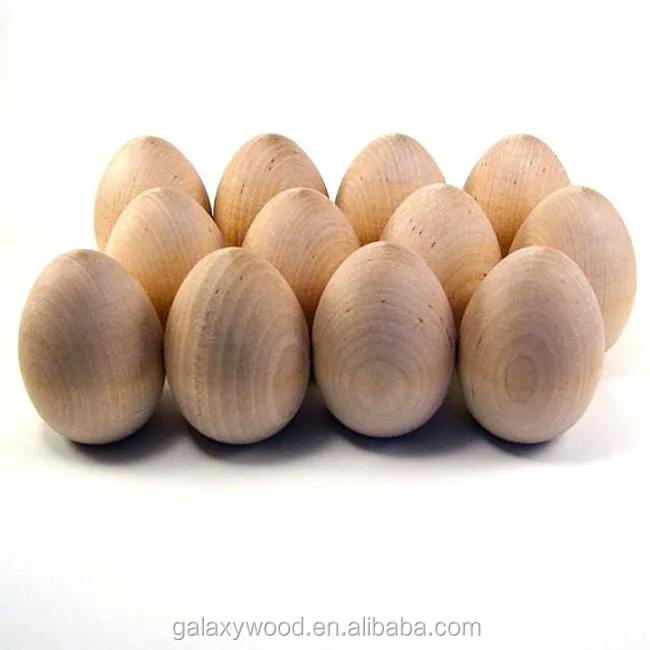 
custom DIY natural blank solid Wooden eggs for holiday decoration 