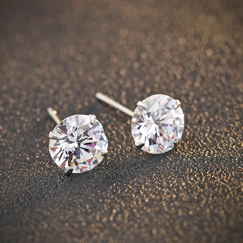 

0.84g Tryme Jewelry 925 Sterling Silver cz stud earring 4mm /5mm/6mm/7mm, White/black