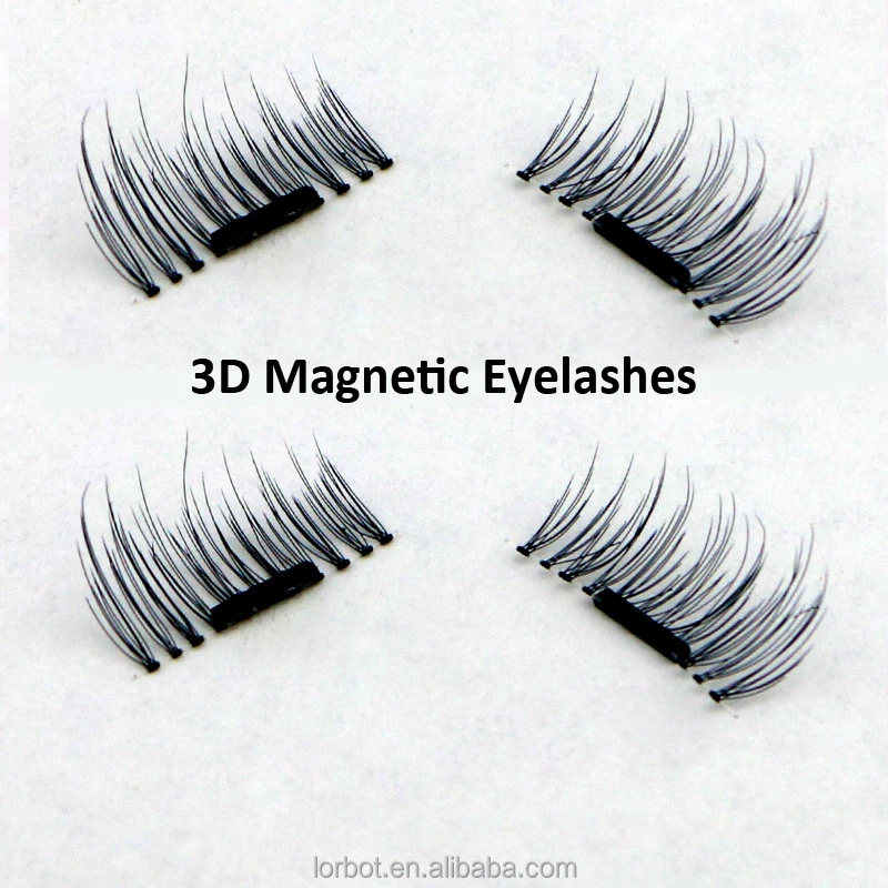 

hand made silk magnet false eyelashes 3D magic reusable magnetic eyelashes, Black