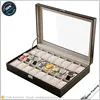 Lockable Display Window Black Leather 24 Slots Watch Storage Box