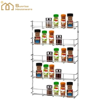 Wall Mounted Spice Shelf 4 5 6 Tier Spice Herb Rack Jar Bottle