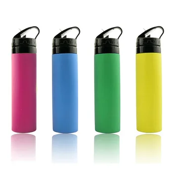 

New items bpa free 20oz collapsible silicone sports water bottle, hot sale sports water bottle, Rose red / blue/ yellow/green