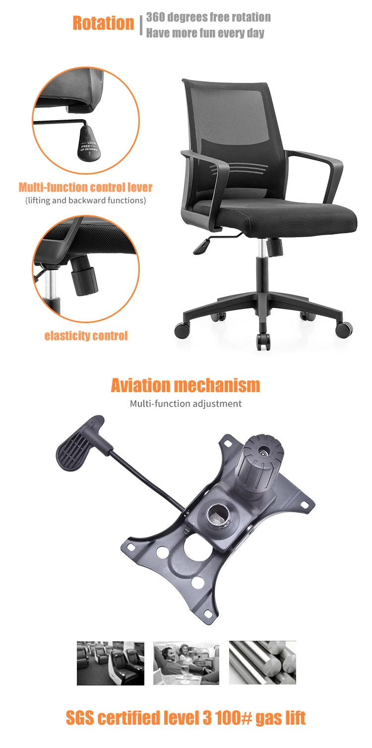 Modern black mesh cheap chair ergonomic meeting room training computer office staff chair