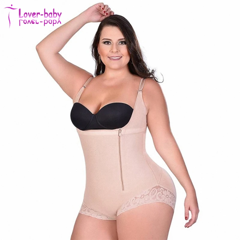 

Lace Hem Underbust Seamless Butt Lifter Body Shaper With Side Zipper, As shown