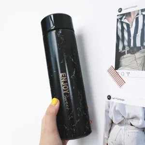 Zogift Custom logo insulated stainless steel water bottle marble black white couple hot water bottle