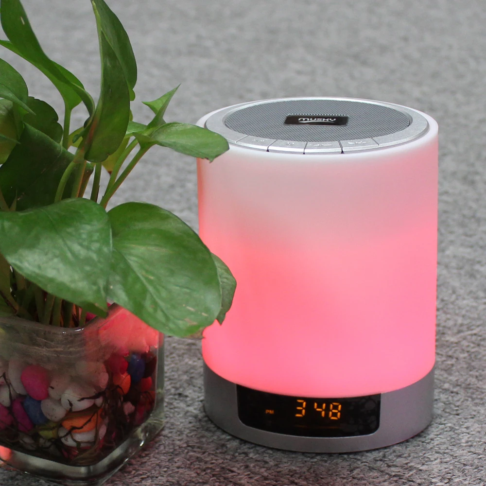 

Reading Light LED Lamp DJ Sound Box Music Player Portable Wireless Speaker, White+silver