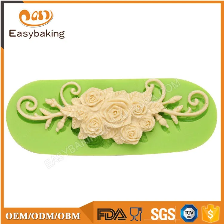 ES-4207 Alibaba hot sale fascinating silicone rose cake mold fondant tool for wedding cake
