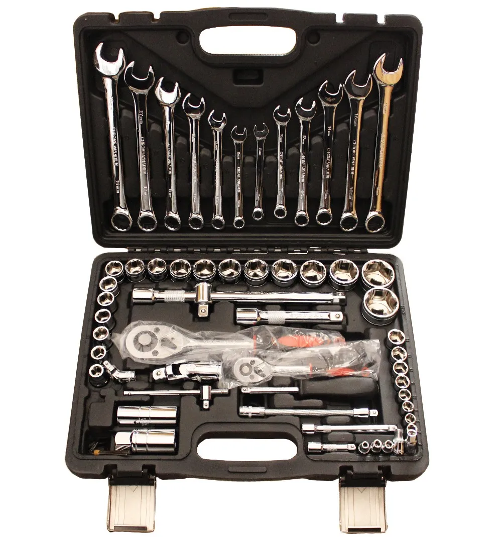 61 pcs的套筒扳手多功能rachet扳手套装龙爪茅特殊车轮扳手组织者