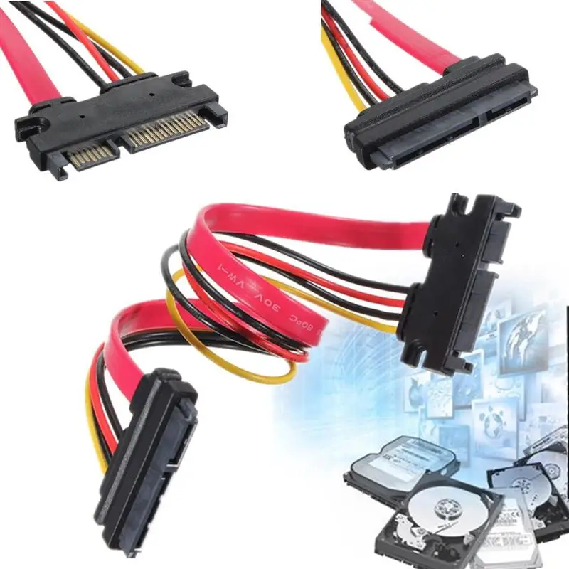 

New 7+15 Pin 22P Male to Female Serial ATA SATA Data Power Combo Extension Cable High Quality SATA Power Adapter Cables