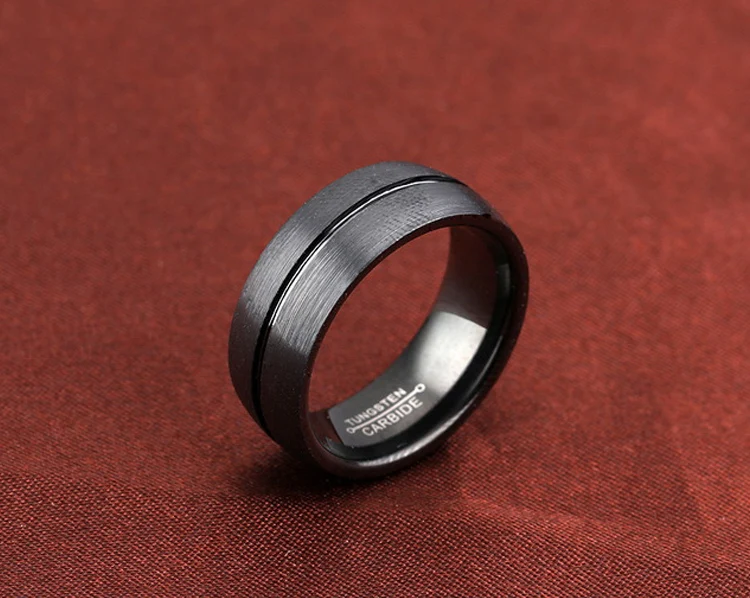 8mm black matte finish wedding band tungsten carbide rings