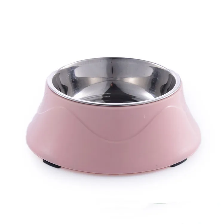 

JY244 plastic two-layer stainless steel food grade wholesale pet dog bowl, As photo
