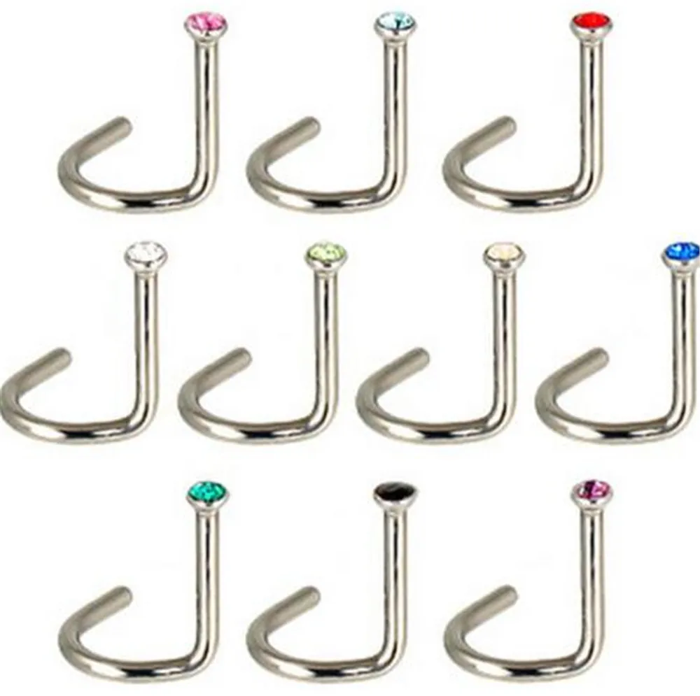 

Nose Studs Screw Mixed color Rhinestone Crystal Ring Bone Bar Pin Piercing