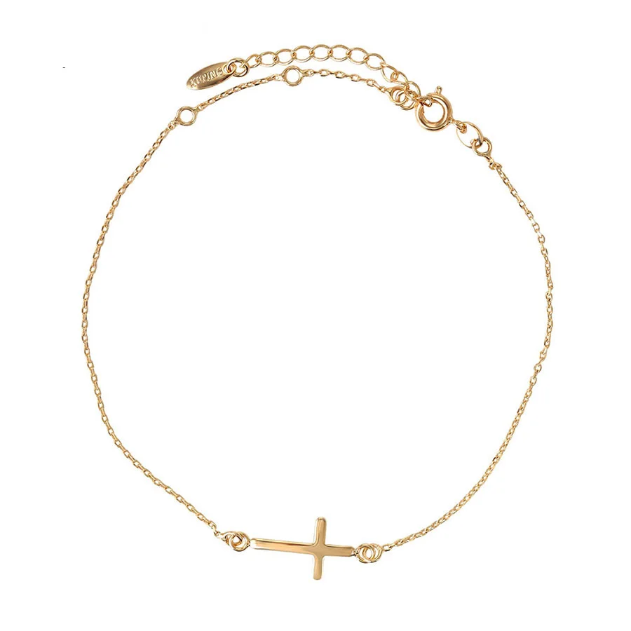 

75412 Xuping wholesale fashion jewelry 2018 simple promotional thin gold cross bracelet