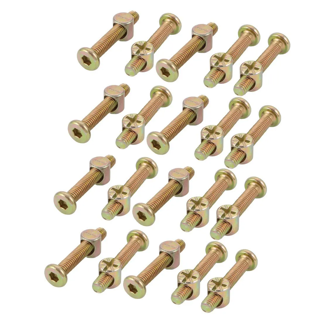uxcell M6x40mm Furniture Bolt Nut Hex Socket Drive Round Head Screw Zinc Plated 10 Pcs