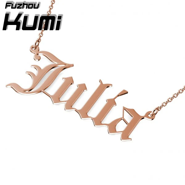 

Personalized Old English Name 18k Rose Gold Necklace