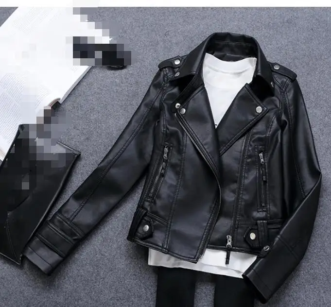 

ecowalson 2018 Women's New Year Design PU Leather Jacket Soft Coat Slim Lapel Motorcycle, N/a