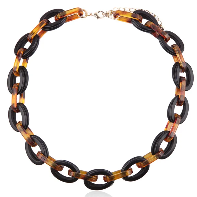 

New Design Acrylic Stock Plastic Link Chain Choker Necklace Clothing Jewelry Direct Sales, Picture