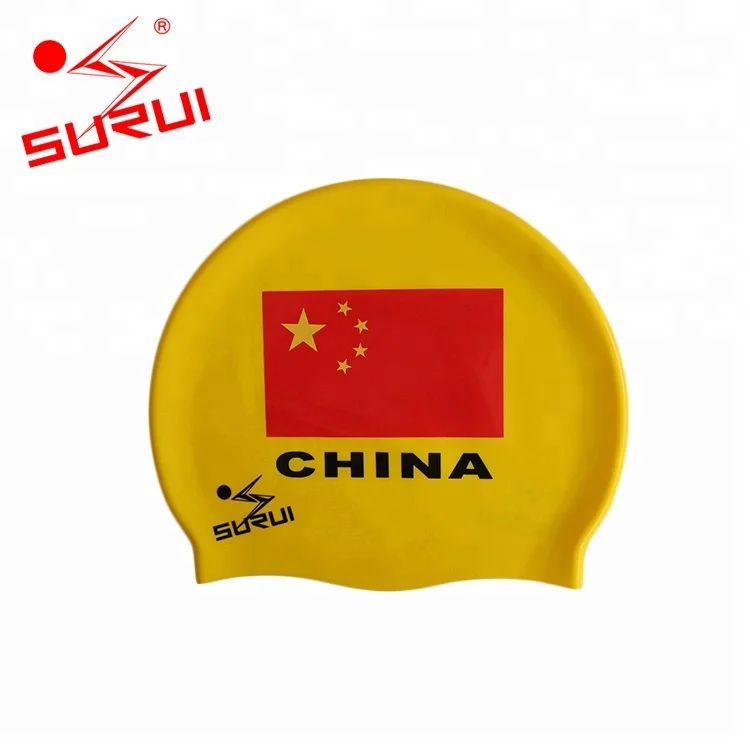 National Flag Silicone Adult Keep Hair Dry Custom Swimming Caps for Sale