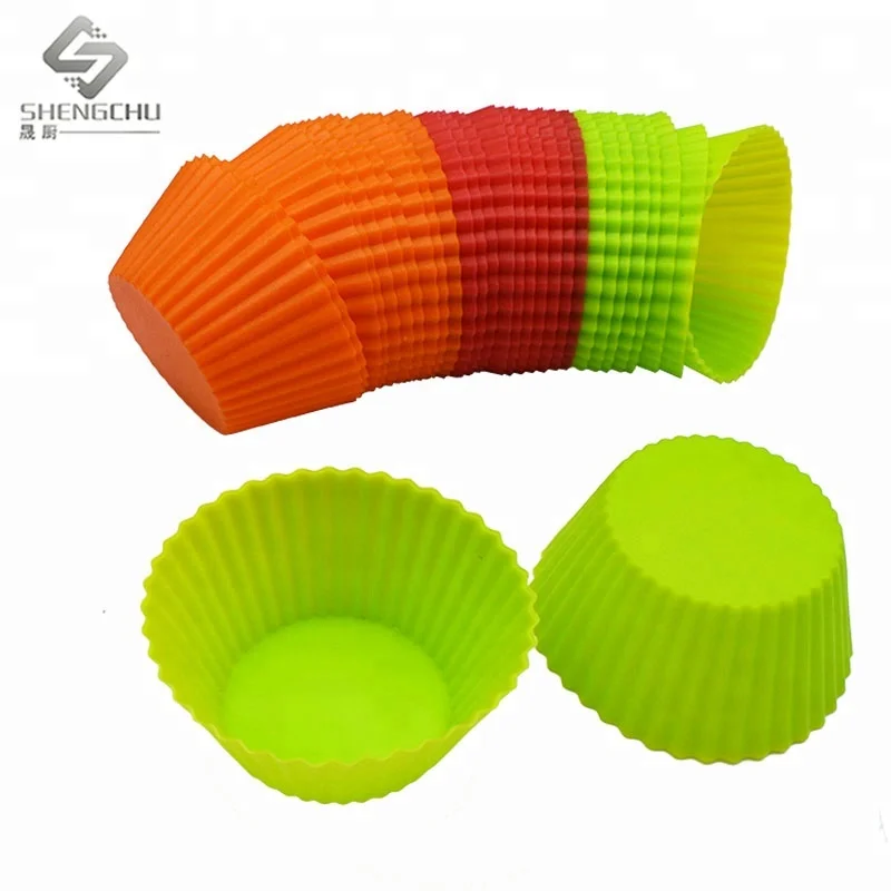 

silicone round cup cake mould bake cupcake baking molds, Random