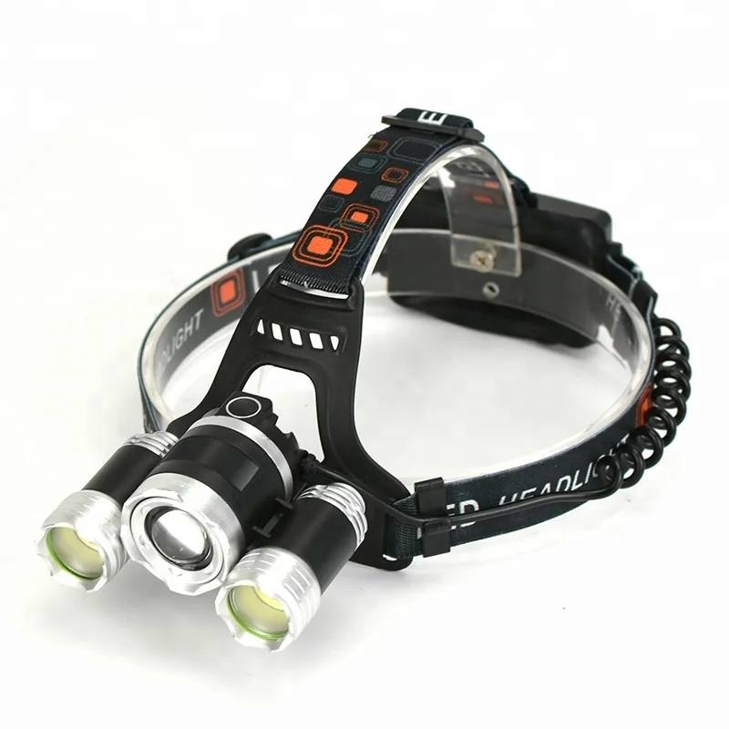 3 LED Headlight 6000 Lumens T6 Head Lamp High Power LED Headlamp 2pcs 18650 5000mah battery Charger