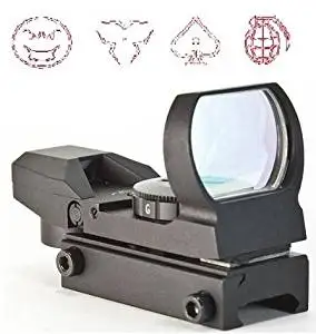The Global Sportsman Tactical Rifle Shotgun Pistol 4 Reticle Red Dot Open Reflex Sight Scope Fits Any Picatinny / Weaver Base Mount with 7 Brightness Settings (Modern Destroyer)