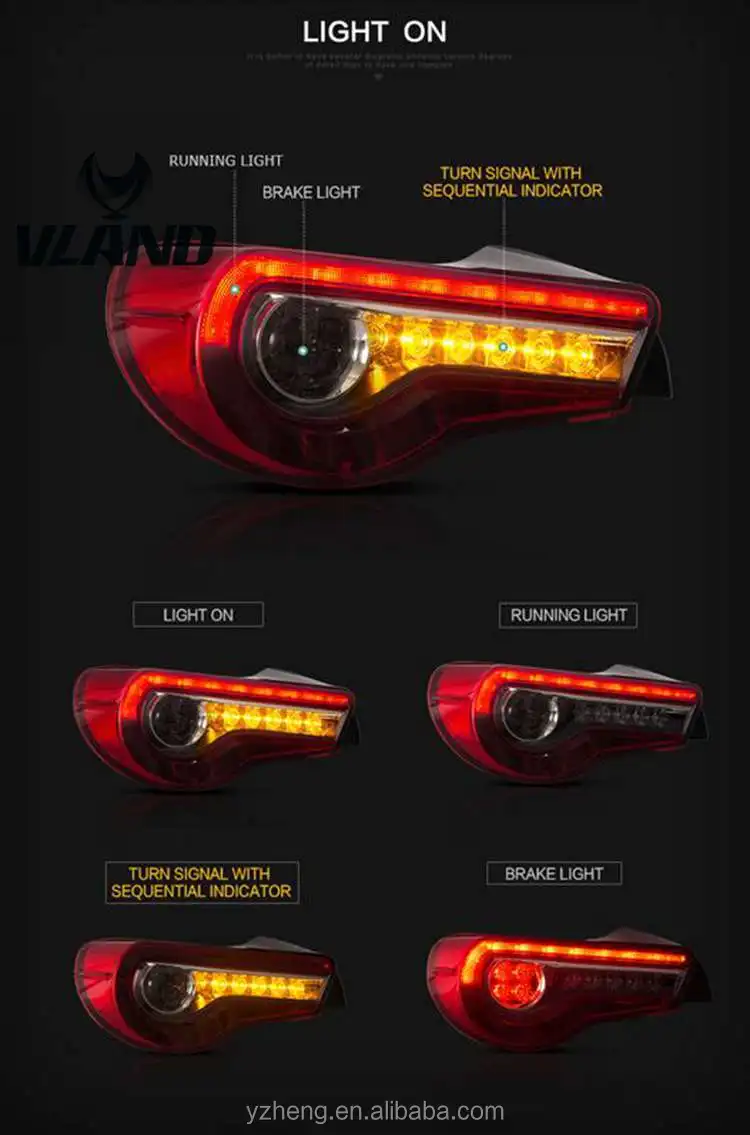 Vland Manufacturer For Car Lamp For GT86 FT86 Full-LED Taillights for BRZ 2013 2015 2016 2017 2018 Tail Lamp plug and play