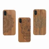 2019 New Arrivals Handmade Unique Pattern Carving Natural Wooden Case Hybrid Hard Plastic Wood Back Skin Cover Case For iPhone X