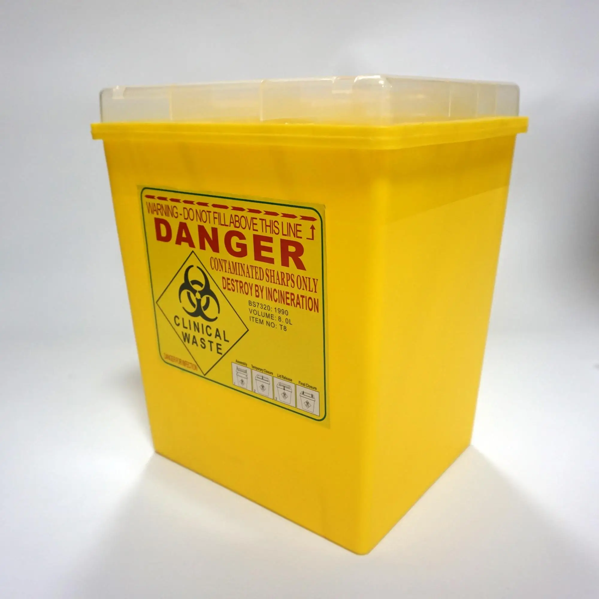 1l Yellow Plastic Disposable Sharp Bin Biohazard Medical Waste
