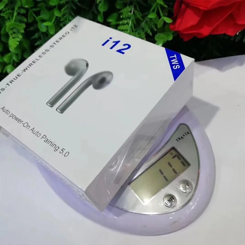 

i12 TWS Bluetrum chip 2019 hot selling new earphone/ earbuds wireless 5.0 bluetooths earphone for iphone, White black red green