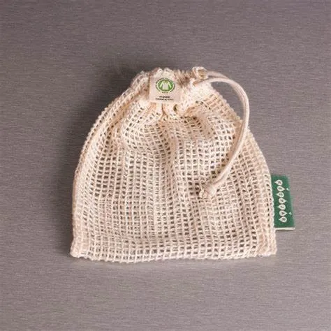 

cotton mesh bag draw string bag for fruit and vegetable, Beige