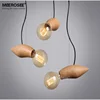 MEEROSEE Modern Style Pendant Metal Light Kitchen Pendant Light Wooden Pendant Lamp MD81430-L3