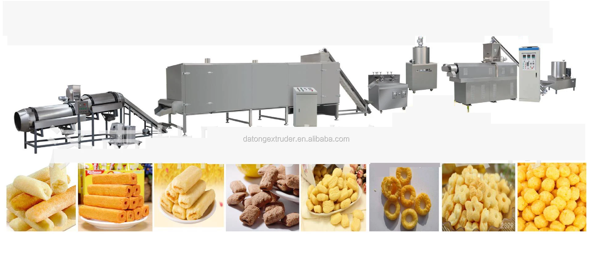 Automatic Puff Corn Snacks Food Extrusion Processing Line Extruder