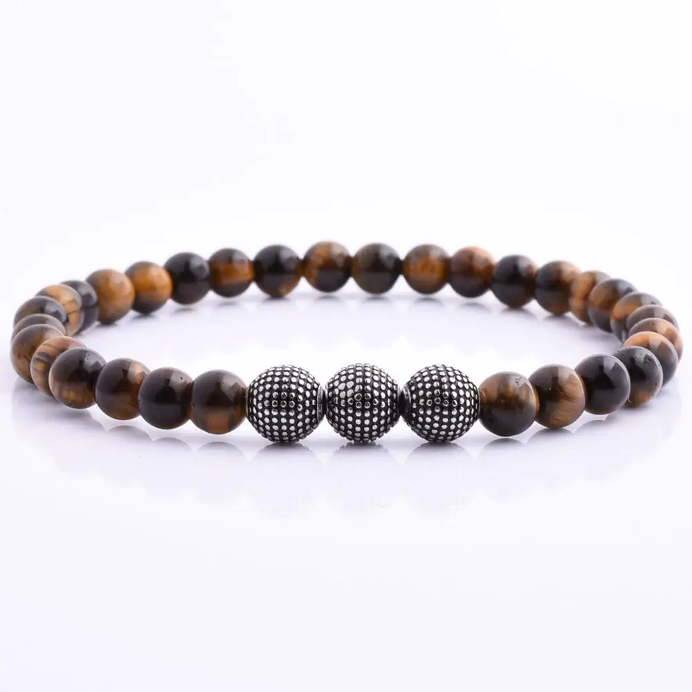 

Stainless Steel Factory Major 316L Charm 6Mm Tiger Bead Single Stone Bracelet