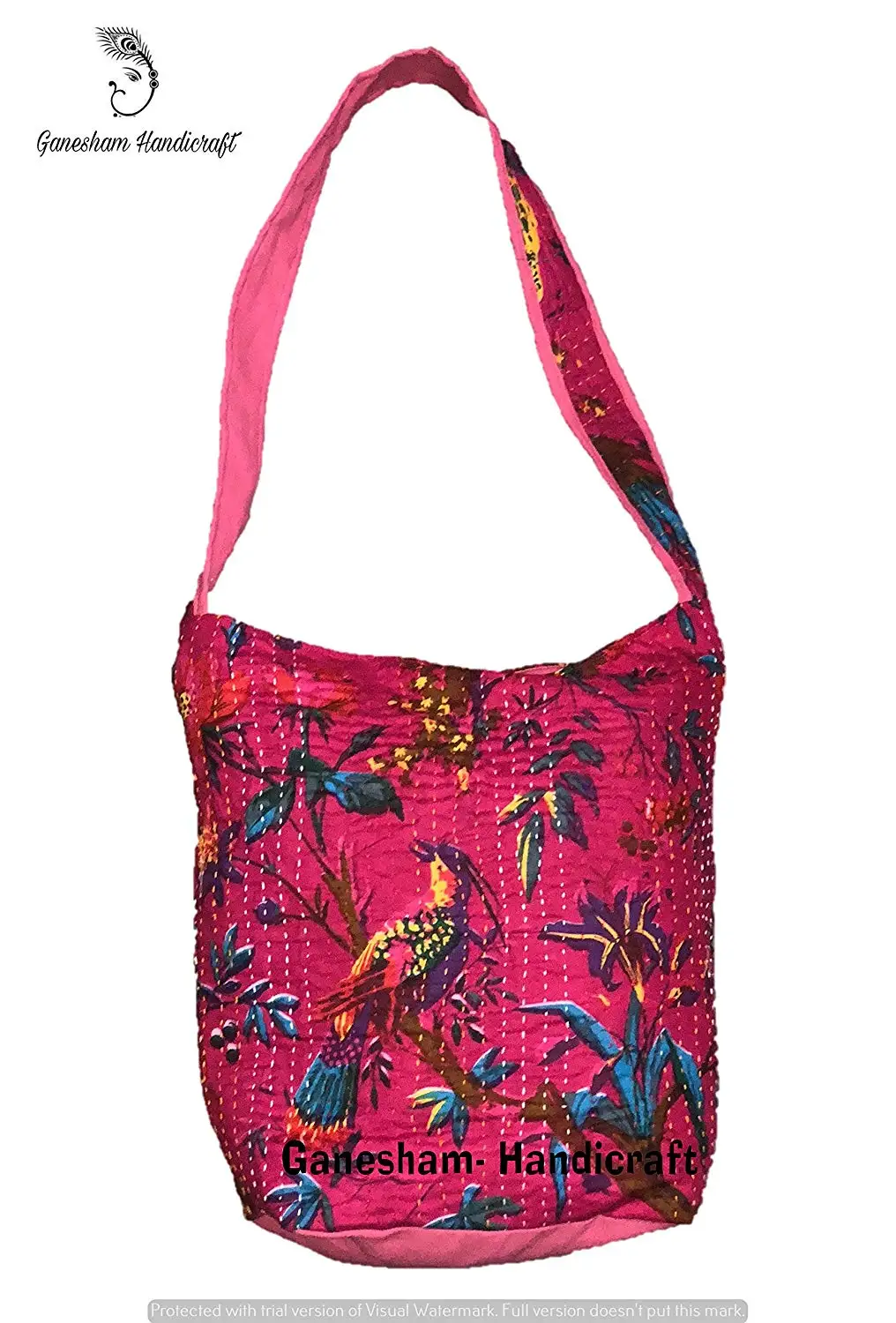 Striped Henna Elephant Cotton Tapestry Cross Body Bag
