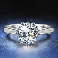 

XEYJZ016 Free Shipping To USA S925 Stamped Silver Color White Copper Wedding Ring Shine Platinum Plated 5A CZ Diamond Rings