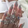 Vintage diamond ring Europe and the United States Vintage personality mixed color suit Starry gems rings JR029