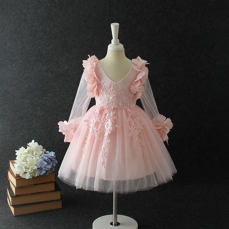 Heisse Herbst Winter Kleidung Langarm Blume Madchen Kleid Hochzeit Brautjungfer Vietnam Rosa Kleid Weihnachten Kleider Fur 7 Jahre Alt Buy Party Kleider Fur Madchen Kinder Kleider Designs Fur Winter Designer Kleider Fur Kinder