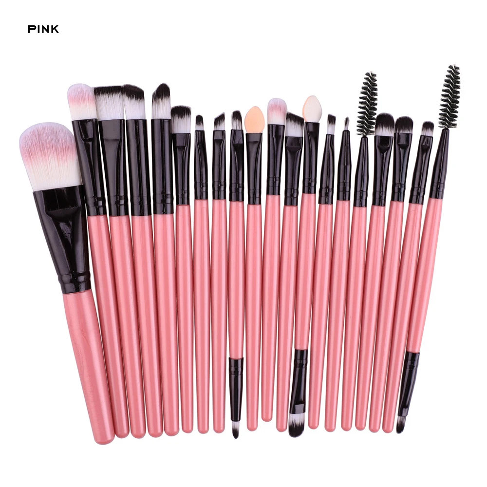 

20pcs make up brushes custom logo diamond Eye shadow makeup brush set, Silver stainless steel,red and white fur