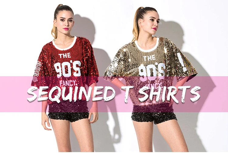 Womensキラキラファッションカスタムtシャツ卸売ヒップホップゆるいダンス赤 黒bling可逆スパンコールtシャツ Buy 赤スパンコール Tシャツ 黒スパンコール Tシャツ 可逆スパンコール Tシャツ Product On Alibaba Com