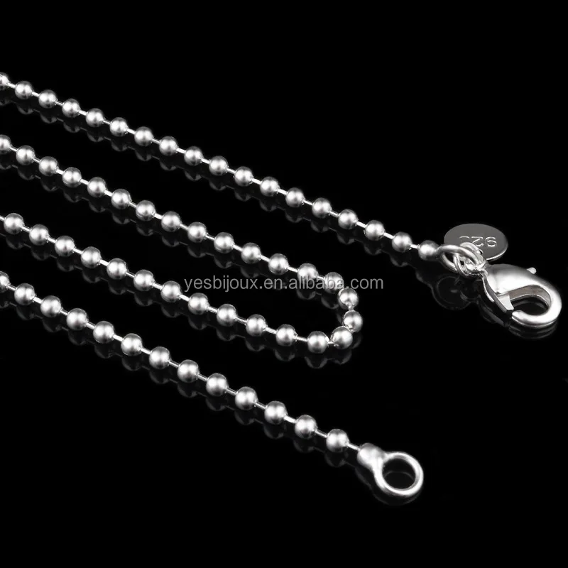

silver bead chain 925 silver beaded necklace chain jewelry