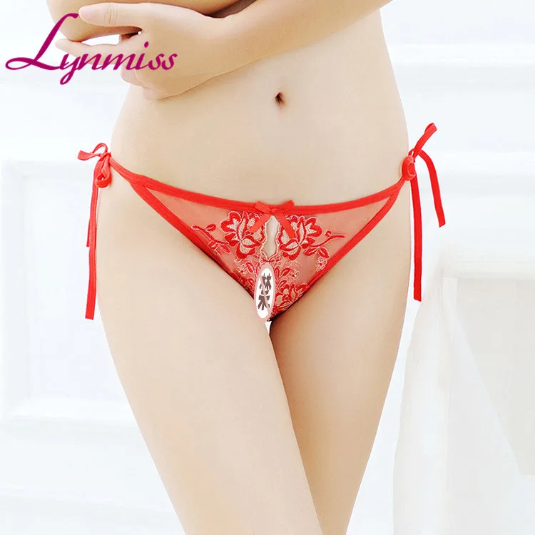 

Lynmiss Women Sexy Lingerie Lace open crotch crotchless Briefs Embroidered Sexy Net g string open crotch crotchless Panties